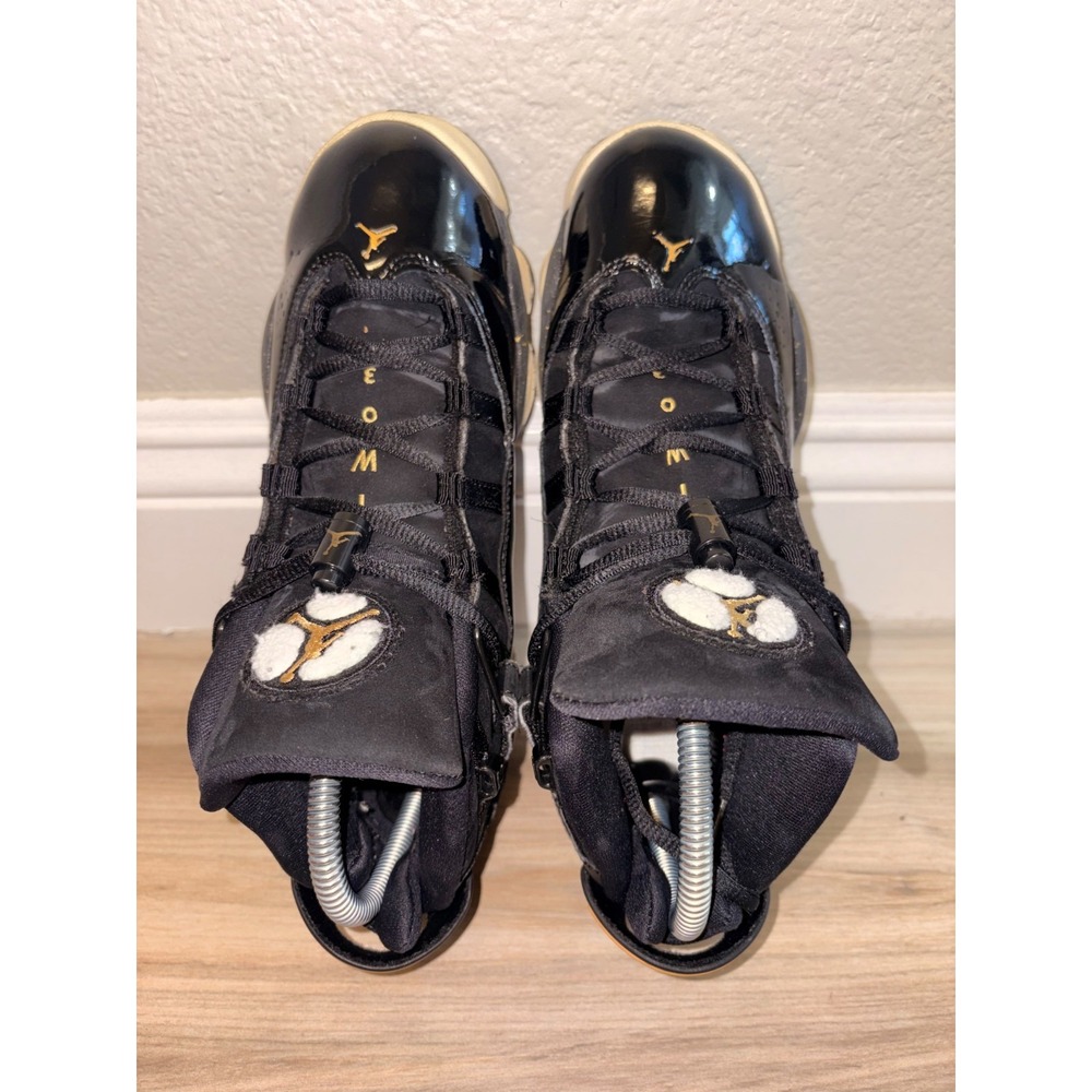 Nike Air Jordan 6 Rings 6.5 Youth/Women's 8 Black Metalic Gold Basketball Shoes - Picture 3 of 7